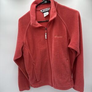 Columbia Women's Fleece Full Zip Long Sleeve Jacket Size Medium Coral In Color